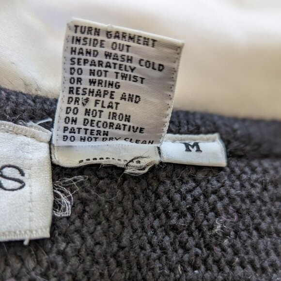 Vintage 80s Silk Angora Floral Beaded Sweater Black Pink Roses Whimsigoth Size M - Picture 11 of 11